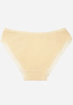 Jasnobeżowe Majtki Figi Ozdobione Wstawkami z Koronki Povia