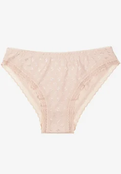 Jasnobeżowe Majtki Figi Ozdobione Koronką Arvisil