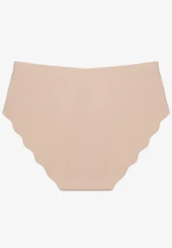 Jasnobeżowe Majtki Typu Figi Ozdobione Falbanką Lilivies