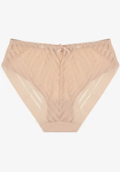 Jasnobeżowe Majtki Typu Figi Ozdobione Paskami Ranmis