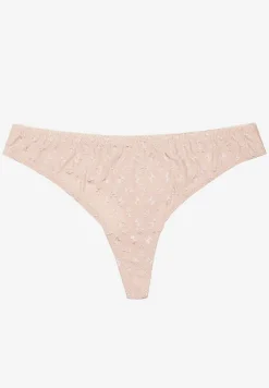 Jasnobeżowe Majtki Typu Stringi Ozdobione Tłoczeniem Vivise