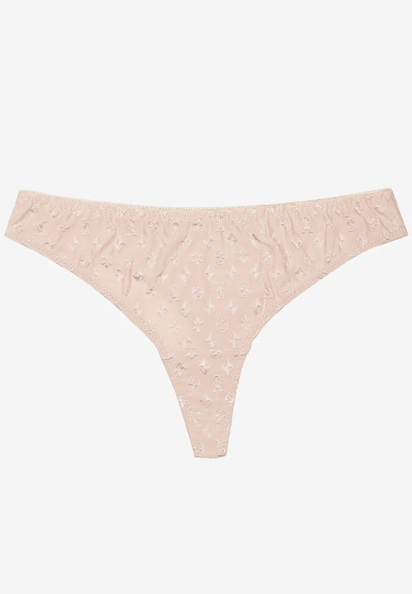 Jasnobeżowe Majtki Typu Stringi Ozdobione Tłoczeniem Vivise
