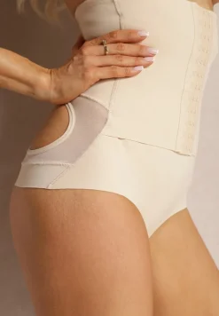Jasnobeżowe Wyszczuplające Majtki Modelujące High Waist z Efektem Push-Up Litarilla