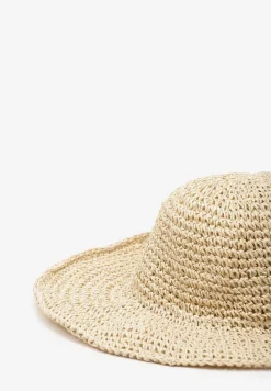 Jasnobeżowy Casualowy Pleciony Kapelusz z Szerokim Usztywnianym Rondem Recere