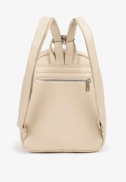 Jasnobeżowy Casualowy Plecak z Metalicznym Zdobieniem Paseniela