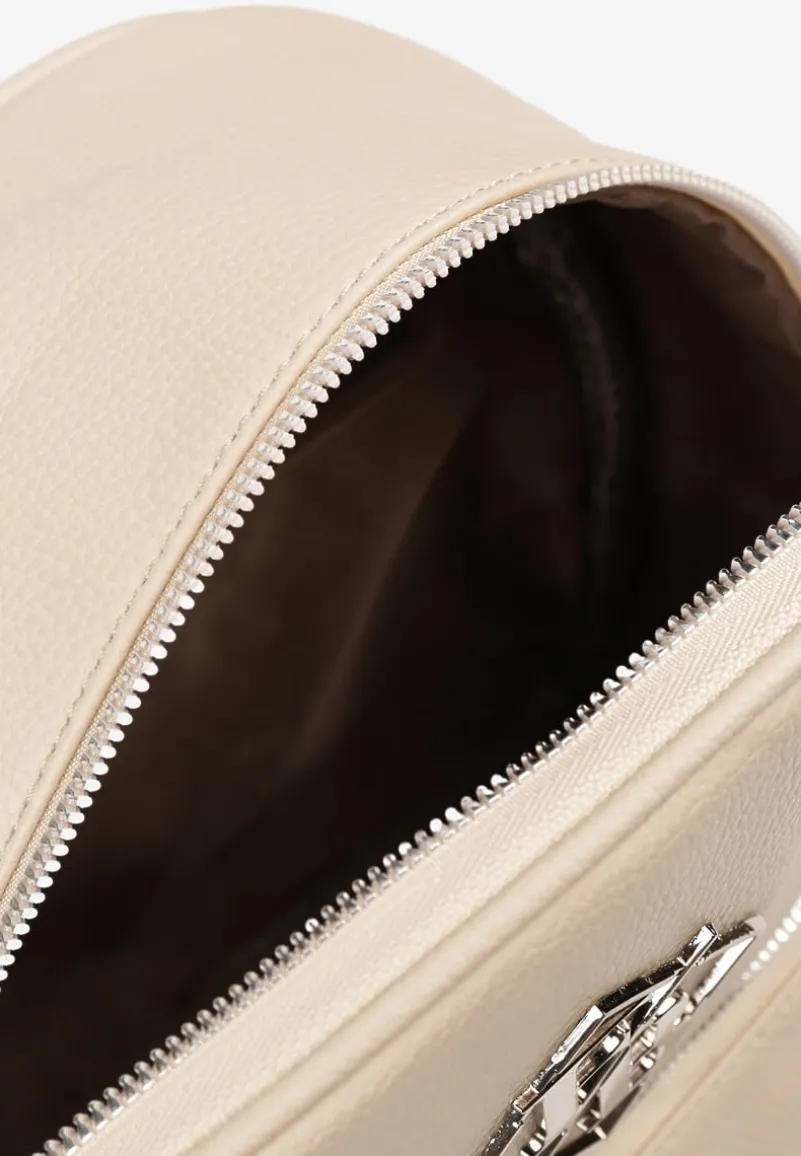 Jasnobeżowy Casualowy Plecak z Metalicznym Zdobieniem Paseniela