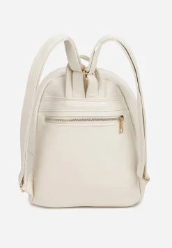 Jasnobeżowy Casualowy Plecak Ozdobiony Metalicznym Logo i Pikowaniem Jaloedi