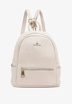 Jasnobeżowy Casualowy Plecak z Metalicznym Suwakiem Idalerra