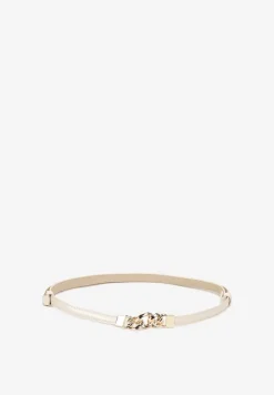 Jasnobeżowy Cienki Pasek z Łańcuszkową Klamerką Eseta