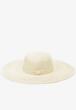 Jasnobeżowy Kapelusz Plażowy z Plecionki w stylu Boho Amicuralia
