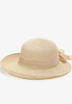 Jasnobeżowy Kapelusz Słomiany z Ozdobą Kokardą Sagelia