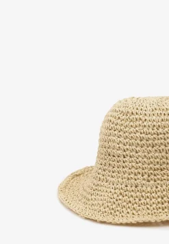 Jasnobeżowy Kapelusz z Plecionki w Stylu Bucket Hat Suai