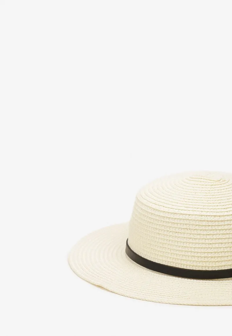 Jasnobeżowy Kapelusz z Plecionki z Paskiem i Szerokim Rondem Aspicaia
