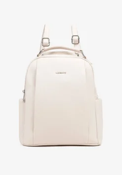 Jasnobeżowy Mały Plecak o Geometrycznym Kształcie z Regulowanymi Szelkami Ralzeri