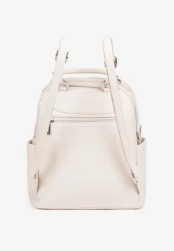 Jasnobeżowy Mały Plecak o Geometrycznym Kształcie z Regulowanymi Szelkami Ralzeri