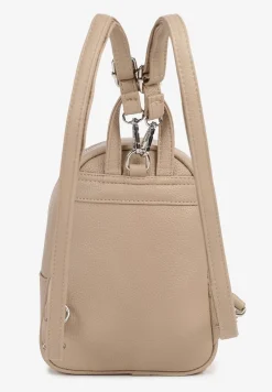 Jasnobeżowy Mały Plecak Zdobiony Metalowym Detalem Wyposażony w Dodatkową Kieszeń Savarosa