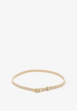 Jasnobeżowy Pasek Cienki z Prostokątną Klamrą Voreyna