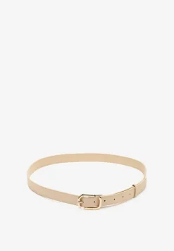 Jasnobeżowy Pasek Ozdobiony Metalową Klamrą Pulinia