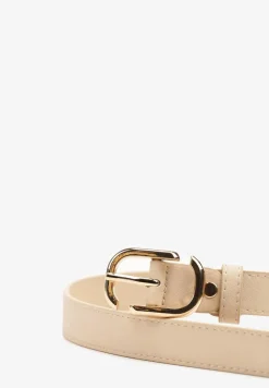 Jasnobeżowy Pasek Ozdobiony Metalową Klamrą Pulinia