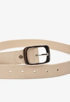 Jasnobeżowy Pasek z Ekoskóry i Klamerką Verchia
