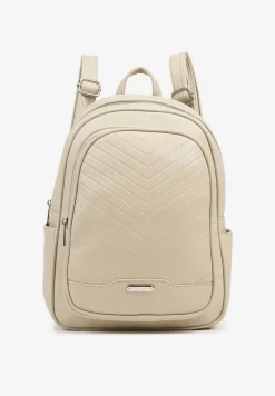 Jasnobeżowy Pikowany Plecak z Metaliczną Aplikacją Paselitia