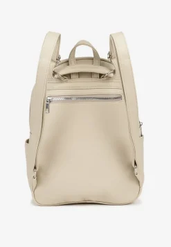 Jasnobeżowy Pikowany Plecak z Metaliczną Aplikacją Paselitia
