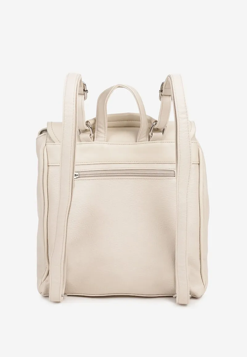 Jasnobeżowy Plecak Basic z Ozdobnym Frędzlem Vikelin