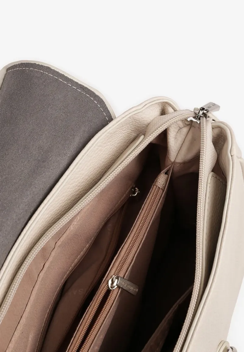 Jasnobeżowy Plecak Basic z Ozdobnym Frędzlem Vikelin