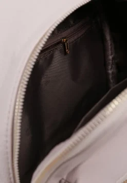 Jasnobeżowy Plecak na Szelkach z Regulacjach Ozdobione Łańcuszkiem i Napisami Hettana