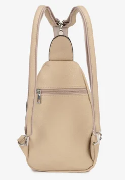 Jasnobeżowy Plecak z Dwoma Komorami Ozdobiony Klapą Nanovela