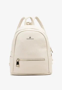 Jasnobeżowy Plecak z Metalicznym Zdobieniem Efarinia
