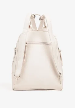 Jasnobeżowy Plecak z Napisem i Ozdobnymi Suwakami Edelli