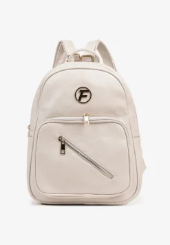 Jasnobeżowy Plecak z Ozdobną Aplikacją i Suwakiem Milaretta