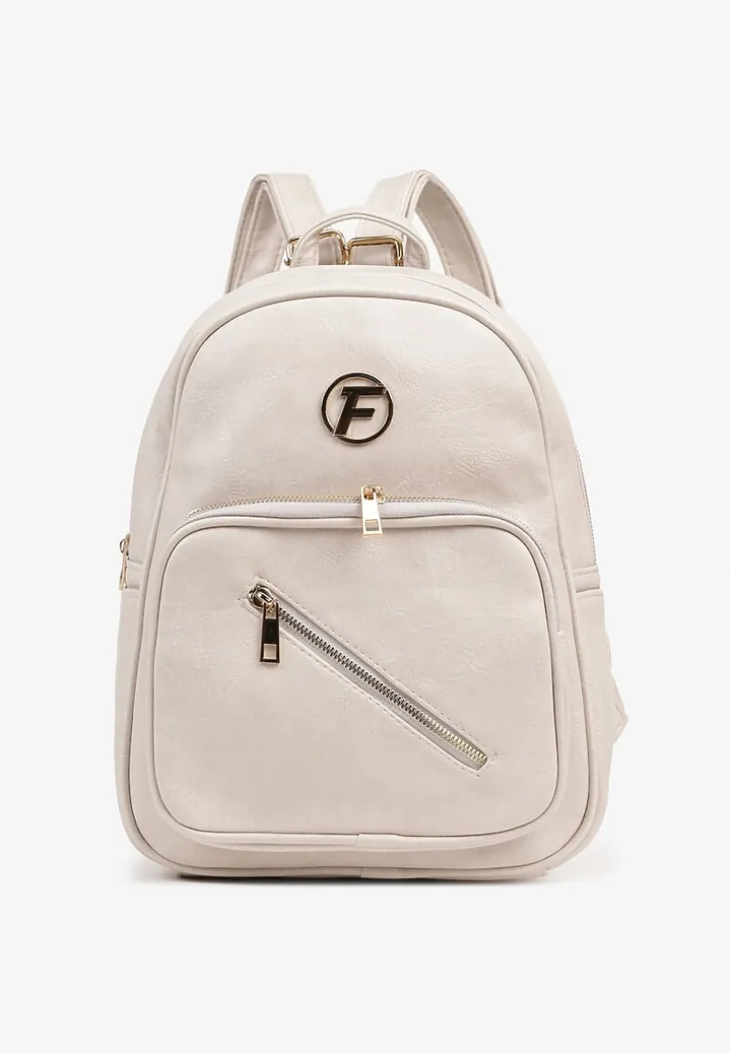 Jasnobeżowy Plecak z Ozdobną Aplikacją i Suwakiem Milaretta
