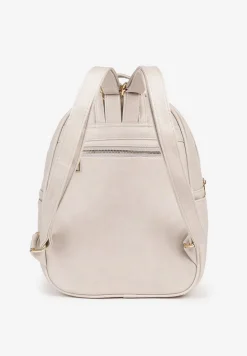 Jasnobeżowy Plecak z Ozdobną Aplikacją i Suwakiem Milaretta