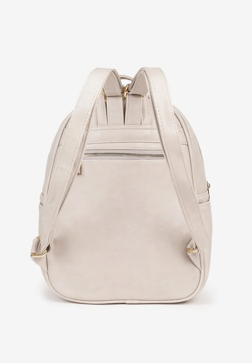Jasnobeżowy Plecak z Ozdobną Aplikacją i Suwakiem Milaretta