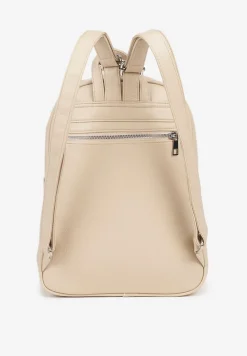 Jasnobeżowy Trapezowy Plecak z Suwakiem z Frędzlami Idassea