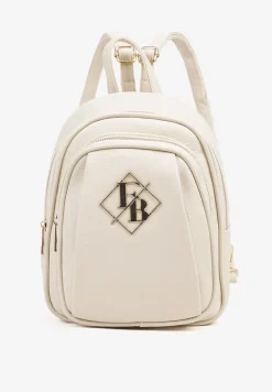 Jasnobeżowy Trapezowy Plecak Zdobiony Elegancką Aplikacją Nanilia