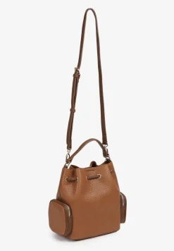 Jasnobrązowa Torebka z Ozdobnym Ściągaczem i Kieszonkami z Rączką i Dodatkowym Paskiem Ravindira