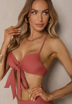 Jasnobrązowe Bikini Wiązany Biustonosz i Majtki Typu Figi Fevarelia