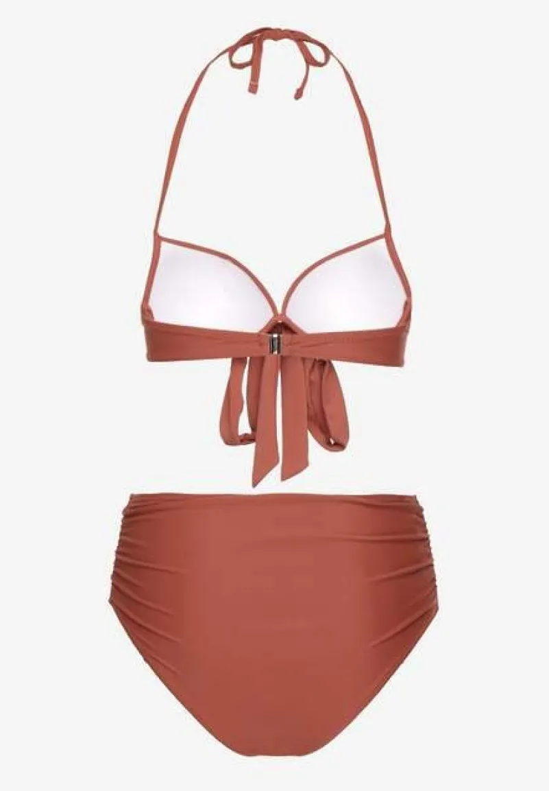 Jasnobrązowe Bikini Wiązany Biustonosz i Majtki Typu Figi Fevarelia
