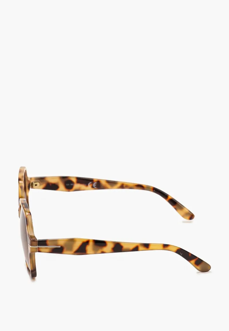 Jasnobrązowe Kwadratowe Okulary Przeciwsłoneczne Alazire