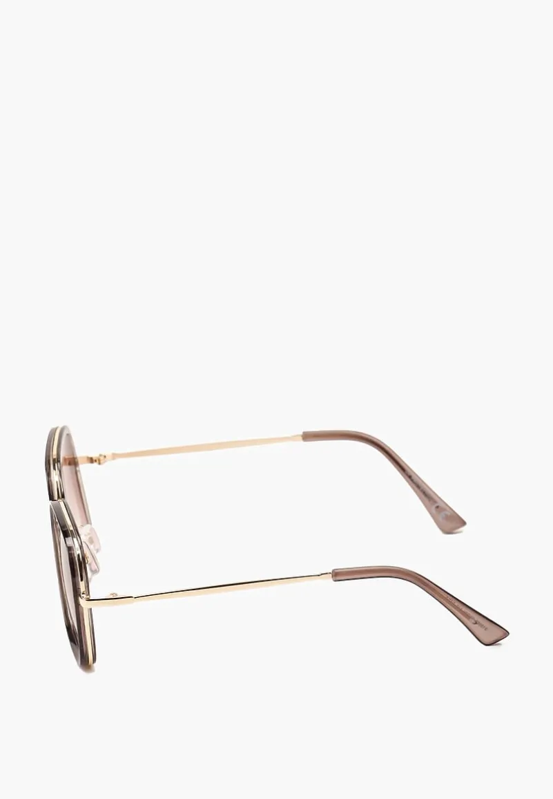 Jasnobrązowe Okulary Przeciwsłoneczne o Kwadratowym Fasonie Clarilia