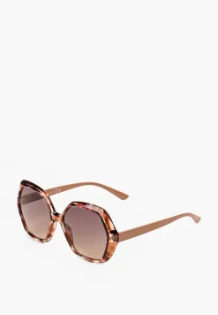 Jasnobrązowe Okulary Przeciwsłoneczne Duże o Geometrycznym Kształcie Stigaia