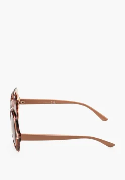 Jasnobrązowe Okulary Przeciwsłoneczne Duże o Geometrycznym Kształcie Stigaia
