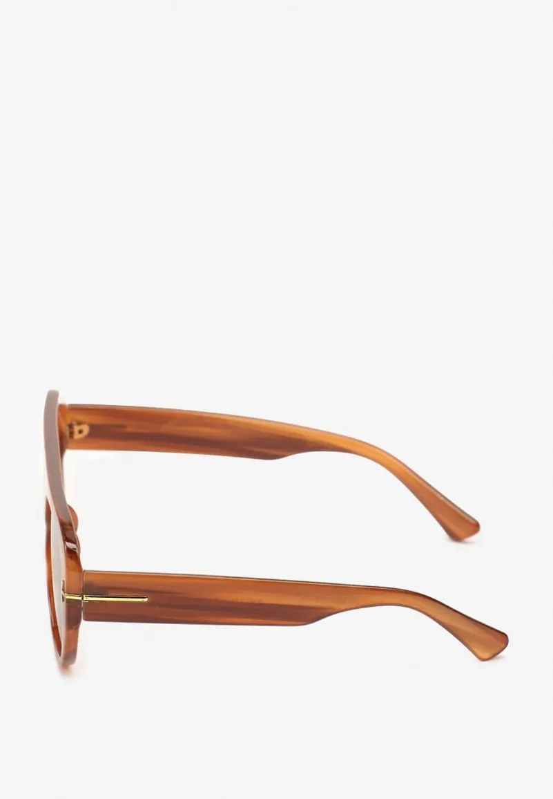 Jasnobrązowe Okulary Przeciwsłoneczne z Filtrem UV i Grubą Oprawką Frodina