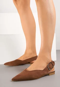 Jasnobrązowe Sandały Vices Typu Slingback z Wkładką ze Skóry Naturalnej Rallora