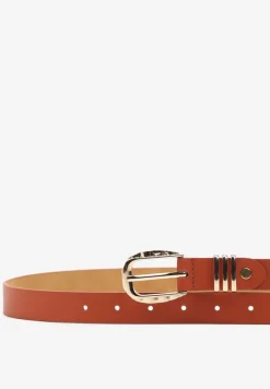 Jasnobrązowy Casualowy Pasek Ozdobiony Metaliczną Wstawką Tinika