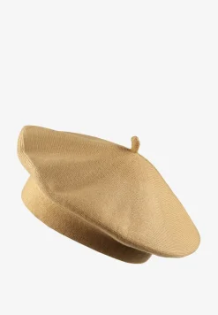 Jasnobrązowy Klasyczny Beret z Antenką z Bawełną i Kaszmirem Emidora