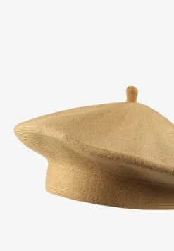 Jasnobrązowy Klasyczny Beret z Antenką z Bawełną i Kaszmirem Emidora